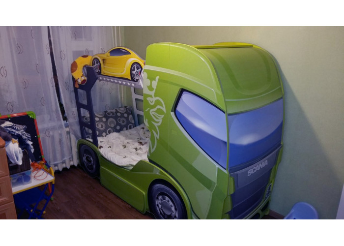 Двухъярусная кровать. Машина "Скания+2"  купить в Детскиекроватки.рф номер фото 2 