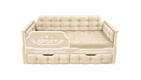 Детская диван кровать мягкая серия Спорт 160x80 с двумя ящиками цвет 01 Детская диван кровать мягкая серия Спорт 160x80 с двумя ящиками цвет 01