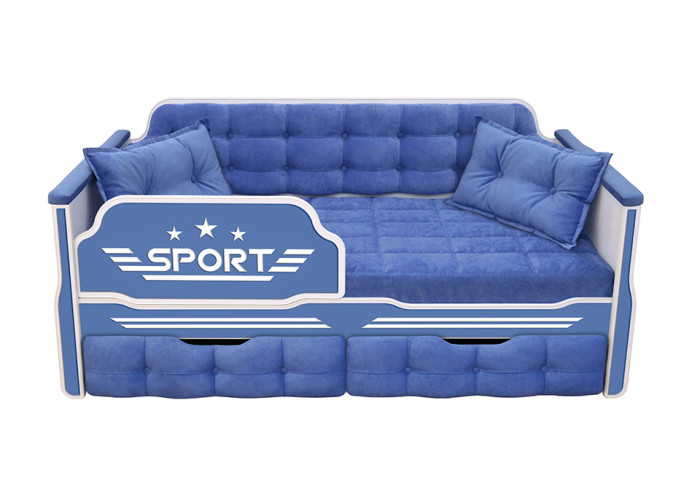 Детская диван кровать мягкая серия Спорт 160x80 с двумя ящиками цвет 86