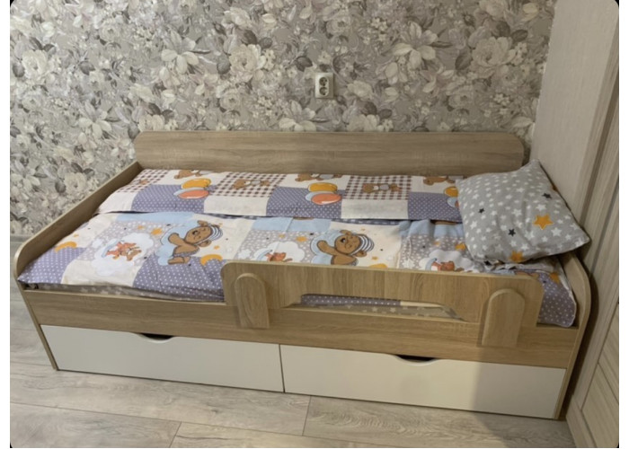 Кровать 190х90 коллекции Юниор-6 (дуб сонома+белый) Односпальные кровати купить в Детскиекроватки.рф номер фото 9 
