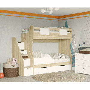Двухъярусная кровать Дуэт 80x180 см, дуб сонома-белый