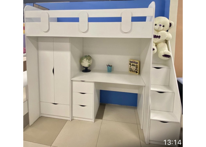 Кровать-чердак Уют + Стол Уют + Шкаф Уют (правый/левый) Столы купить в Детскиекроватки.рф номер фото 8 