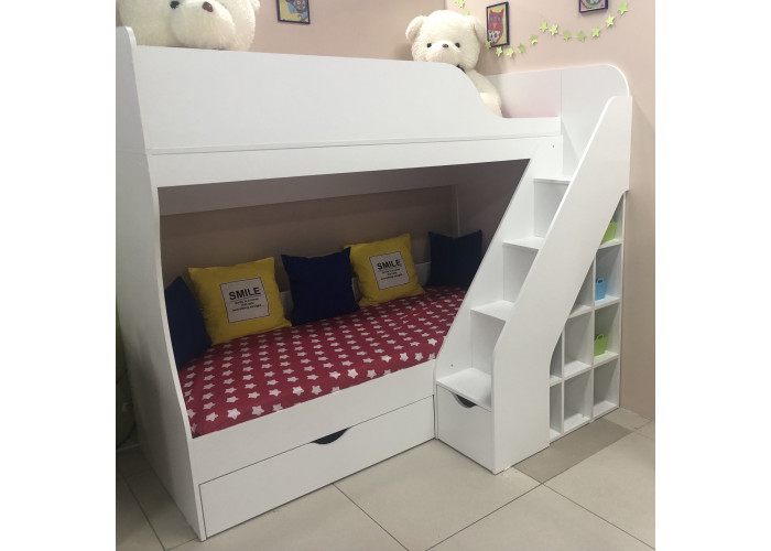 Двухъярусная кровать Умка-2 левая, 80x180 см, белый Кровати детские двухярусные купить в Детскиекроватки.рф номер фото 3 