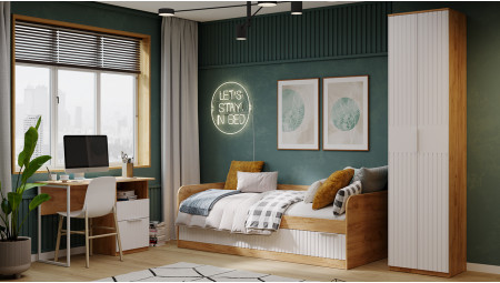 Набор детской мебели «Хилтон» стандартный Дуб Крафт золотой, Белый матовый