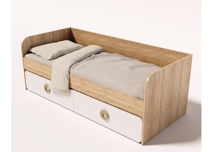 Кровать 190х90 коллекции Юниор 6.1 (дуб сонома+белый) Односпальные кровати купить в Детскиекроватки.рф номер фото 6 