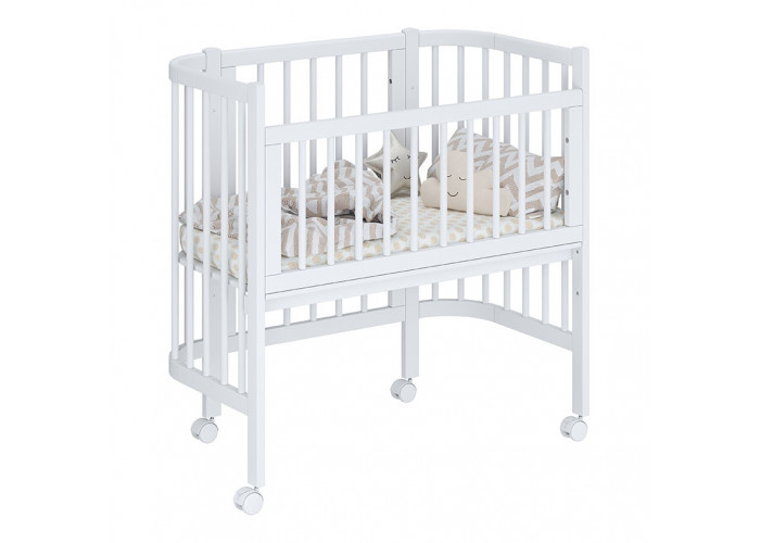 Кроватка-трансформер детская приставная Polini kids Simple 120, белый