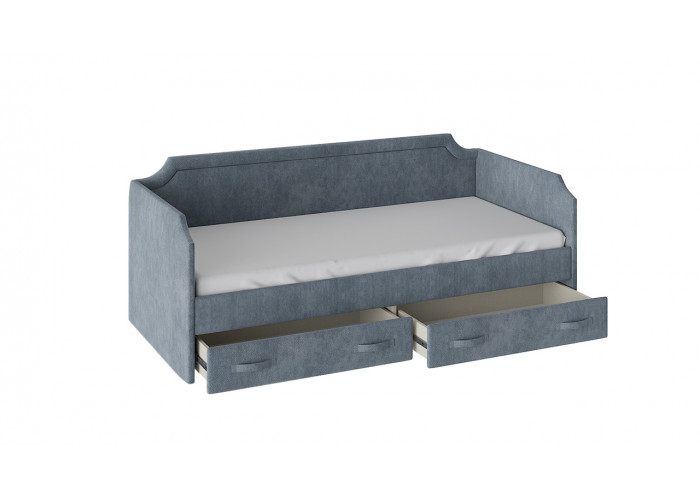 Кровать с мягкой обивкой и ящиками «Кантри» Тип 1 (900) Замша синяя Односпальные кровати купить в Детскиекроватки.рф номер фото 2 