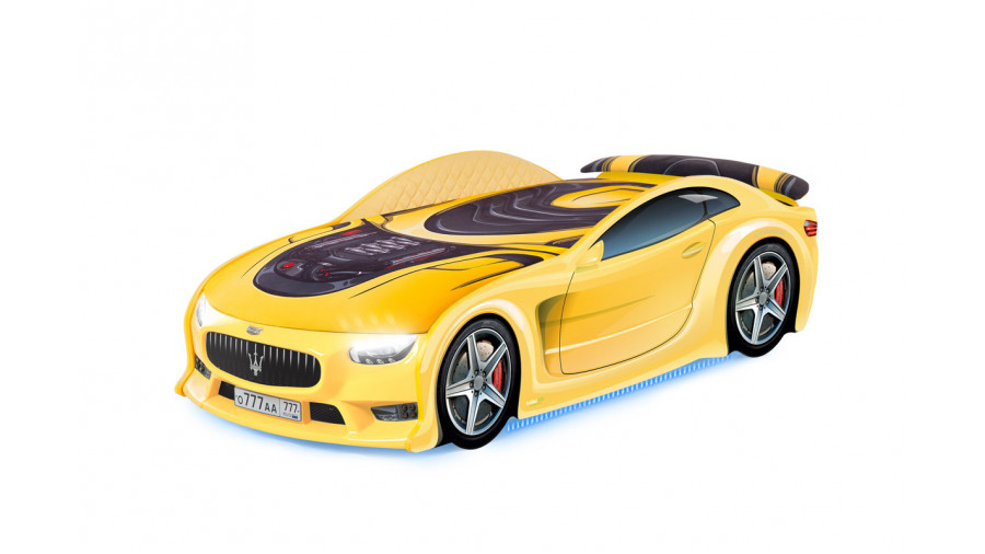 Купить Кровать-машина UNO Plus "Мазерати" желтая  Кровать-машина UNO Plus "Мазерати" желтая Кровати машины купить в Детскиекроватки.рф