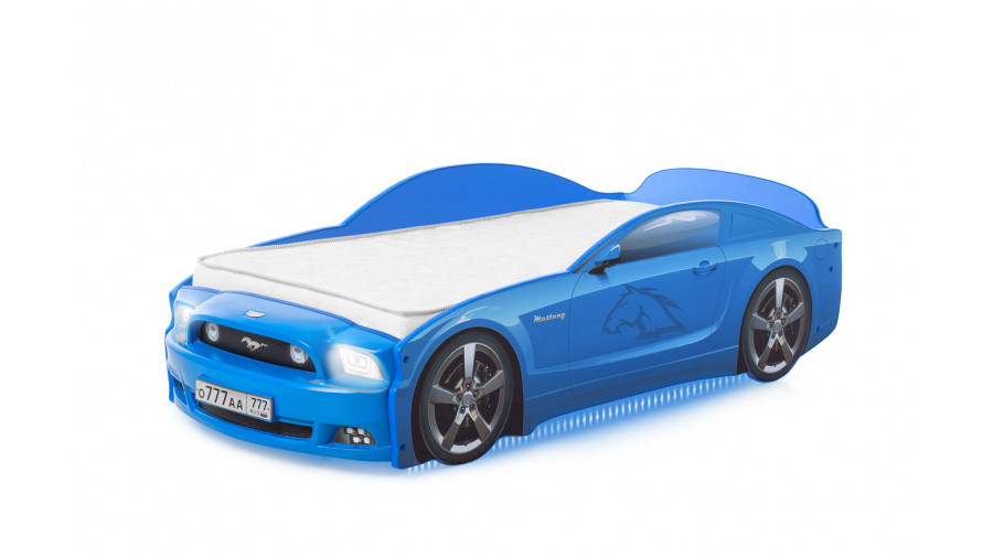 Купить Кровать-машина "Мустанг" PLUS Синий  Кровать-машина "Мустанг" PLUS Синий Кровати машины купить в Детскиекроватки.рф