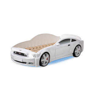 Кровать-машина объемная "Мустанг" 3D белый