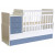 Кроватка-трансформер Polini Simple 1100 с комодом, белый-синий