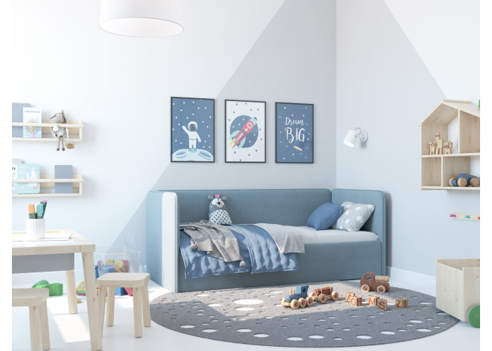 Кровать-диван Leonardo две боковины 180х80 Голубой Диван кровати купить в Детскиекроватки.рф номер фото 4 